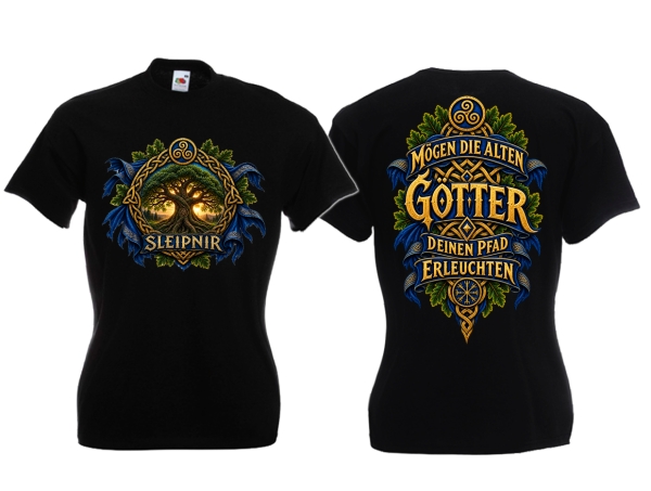 Frauen T-Shirt - Sleipnir - Mögen die alten Götter deinen Pfad erleuchten - Motiv 2 Frauen T-Shirt - Sleipnir - Mögen die alten Götter deinen Pfad erleuchten - Motiv 2