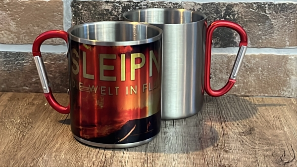 Edelstahltasse mit Karabinerhakengriff - Sleipnir - Die Welt in Flammen - Motiv 1